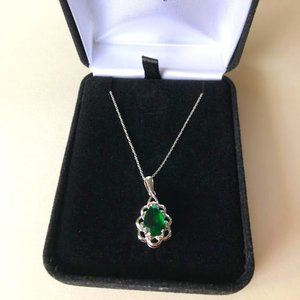 Lab-Created Emerald Teardrop Necklace